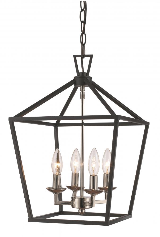 4LT PENDANT-BIRD CAGE-PC/BK
